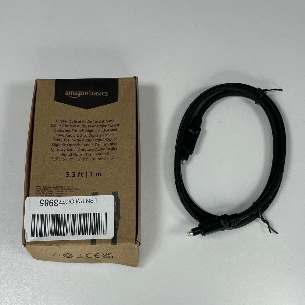 Amazon Basics Digital Optical Audio Toslink Cable 3.3 Feet 1 Meter Black